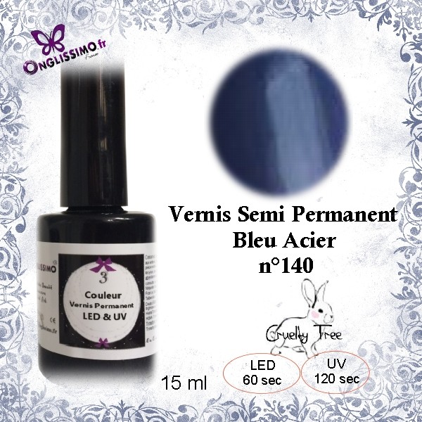 Vernis Semi Permanent UV LED Bleu acier 140 - Boutique KONAD by Onglissimo